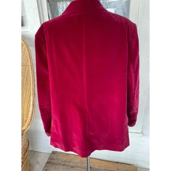 VIntage 1960s Martha Manning Womens Velvet Blazer Burgundy Sz 18 XL - Picture 10 of 13